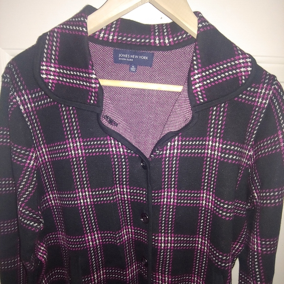 NWOT Jones New York Signature Black & Purple Plain Sweater Jacket – Size XL - Picture 2 of 9